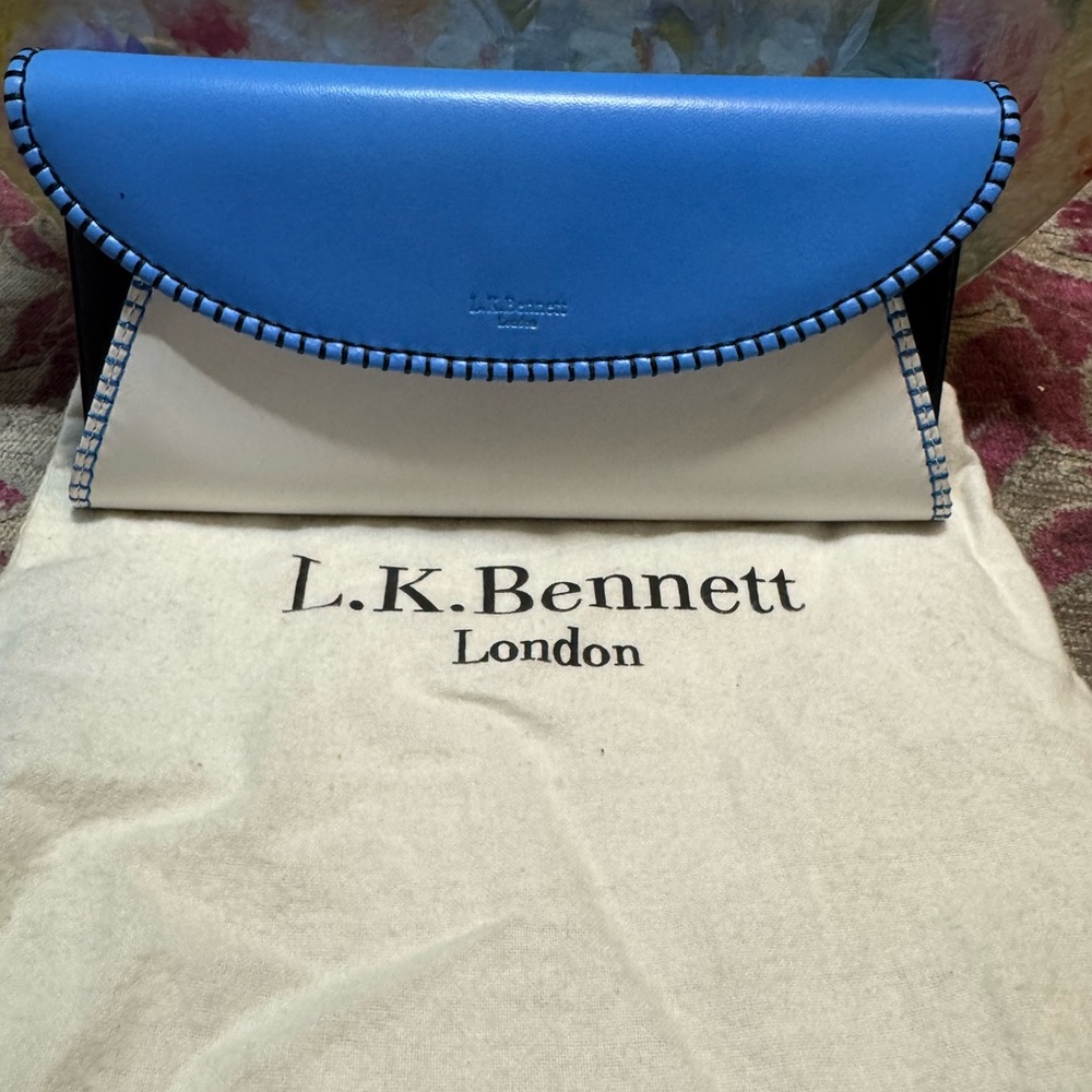 NWT - LK Bennett Sky Blue, Navy and White Clutch - Picture 7 of 16